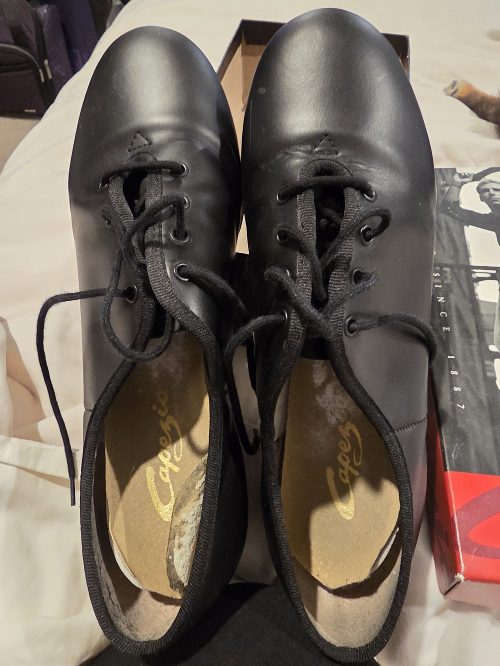 Capezio Black Leather Lace-Up Tap Oxfords - Picture 2 of 5